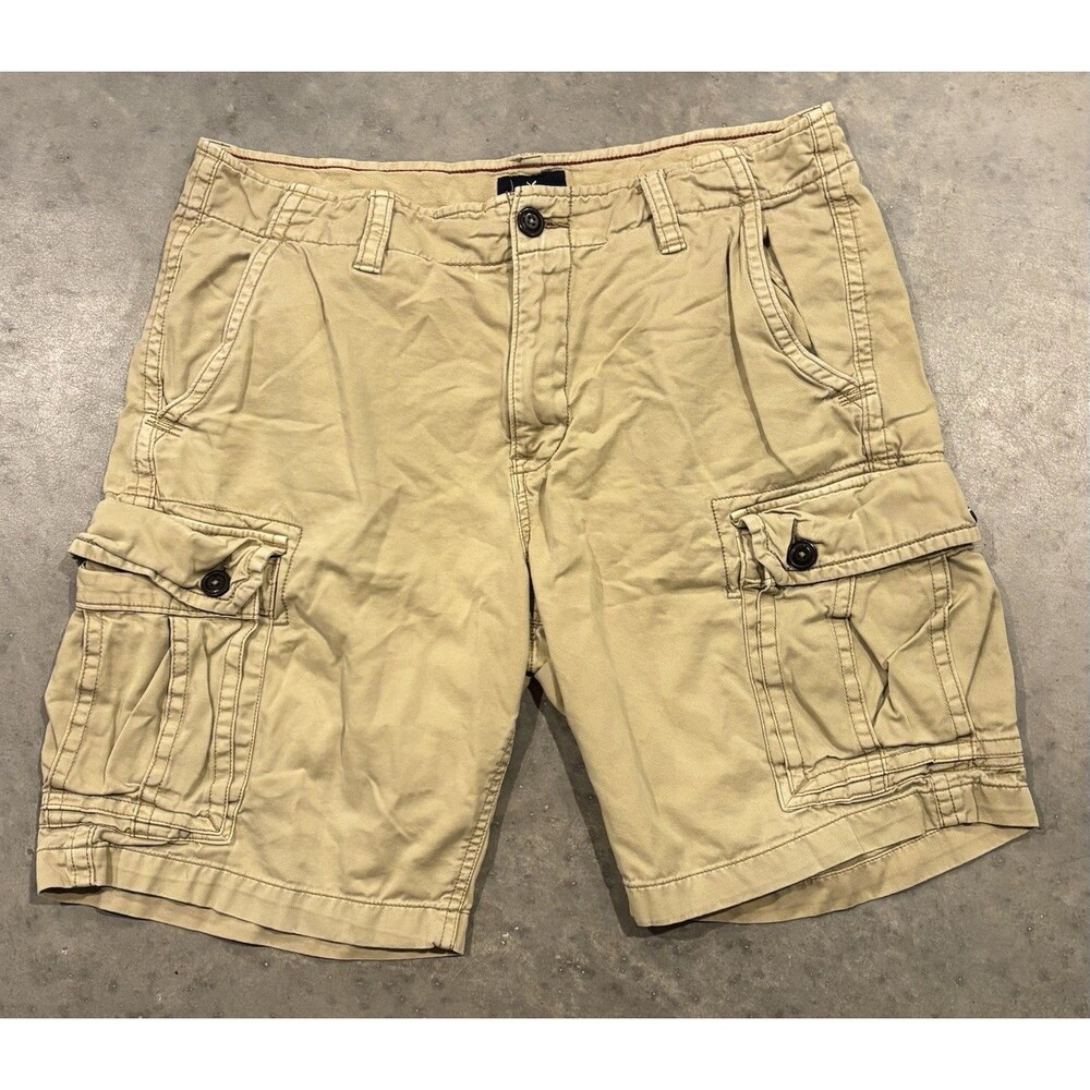 American Eagle Cargo Shorts Men's 36 Khaki Beige Classic Baggy Y2K